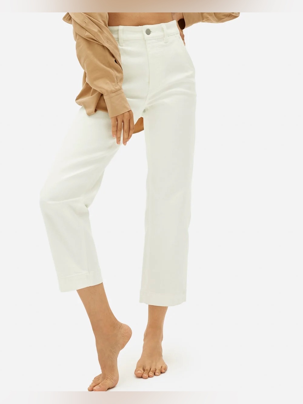 Everlane the straight leg crop short white pants women’s 16 stretch cotton